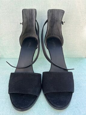 Vince Black Suede Open-Toe Ankle Strap Sandals